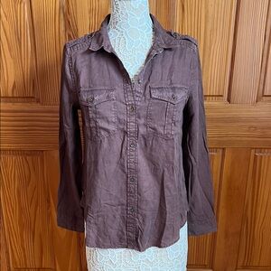 NWT American Eagle Rustic Button Down in Burgundy